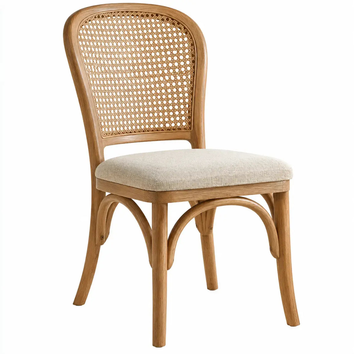 Stol med hög flätmönstrad rygg och sittdyna – brun/beige