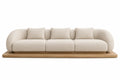 Soffa med rundade dynor och bred sockel – beige/brun